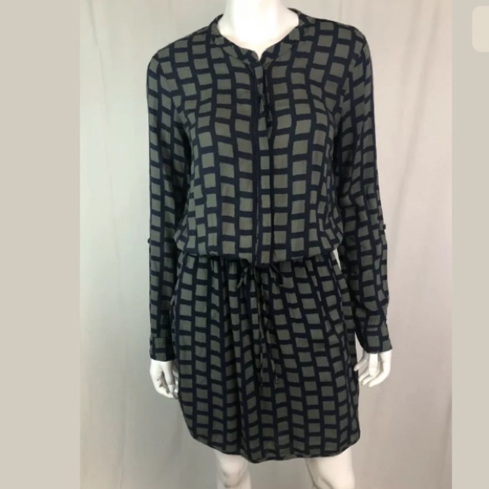 Splendid Button Drawstring Shirt Roll Sleeve Dress - image 2